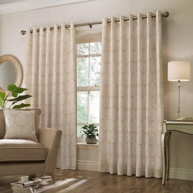 Make It A Home Horto Botanical Floral Room Darkening Eyelet Curtains, Set of 2, Multicolour, Width: 168 cm