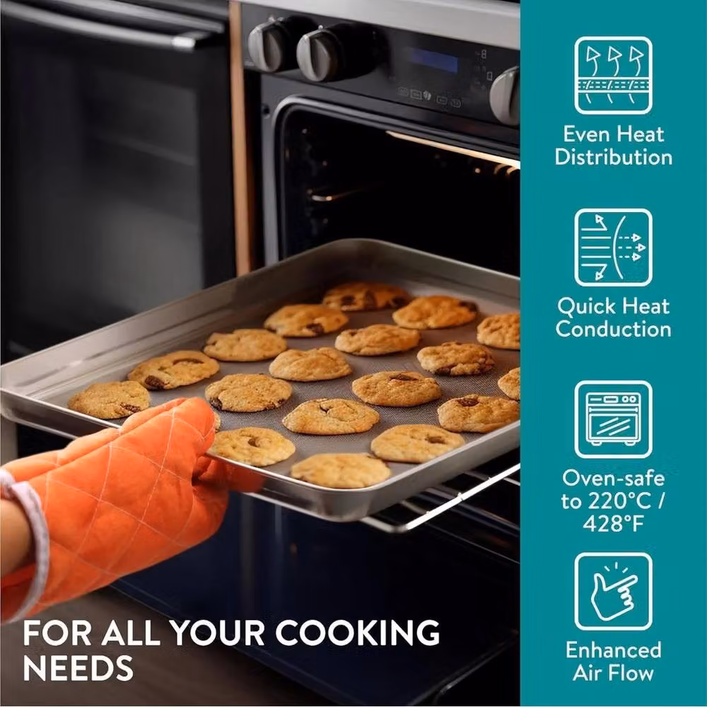 Havendro Stainless Steel Baking Tray Set with 3 Silver Sheet Pans and 2 Racks – 2
