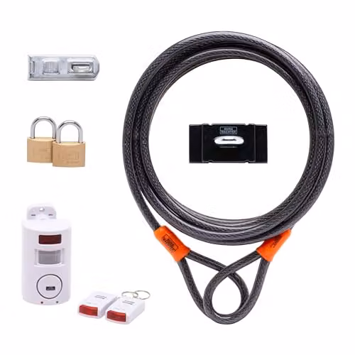 Burg-Wächter Shed Security Kit with 4.5m Cable, Lock and Alarm System in Black