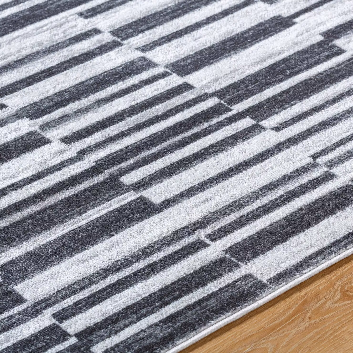 Livabliss Monte Carlo Geometric Art Deco Rug in Black, White and Grey, W: 160 cm, D: 220 cm – 2