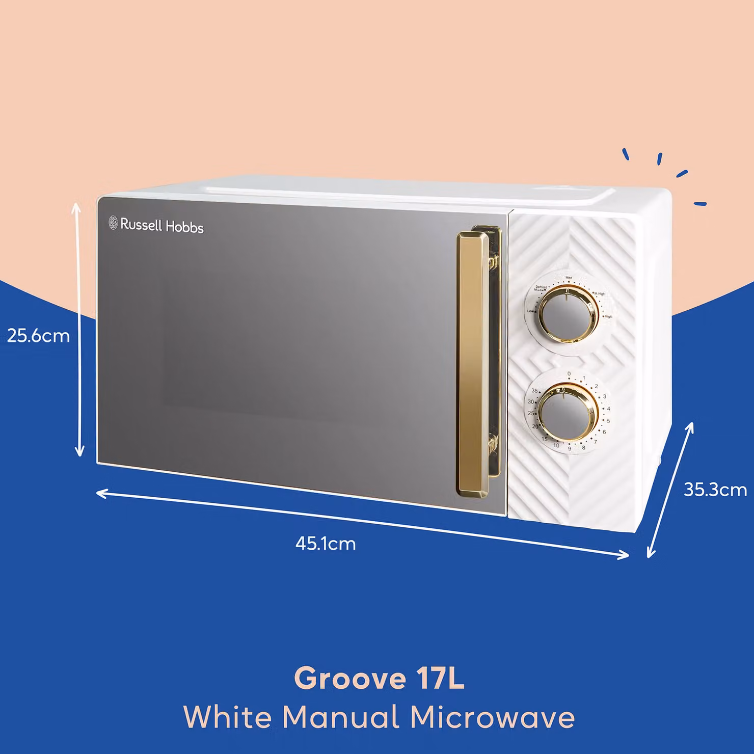 Russell Hobbs Manual Groove Solo Microwave, 17 Litre, 700W, White and Gold – 2