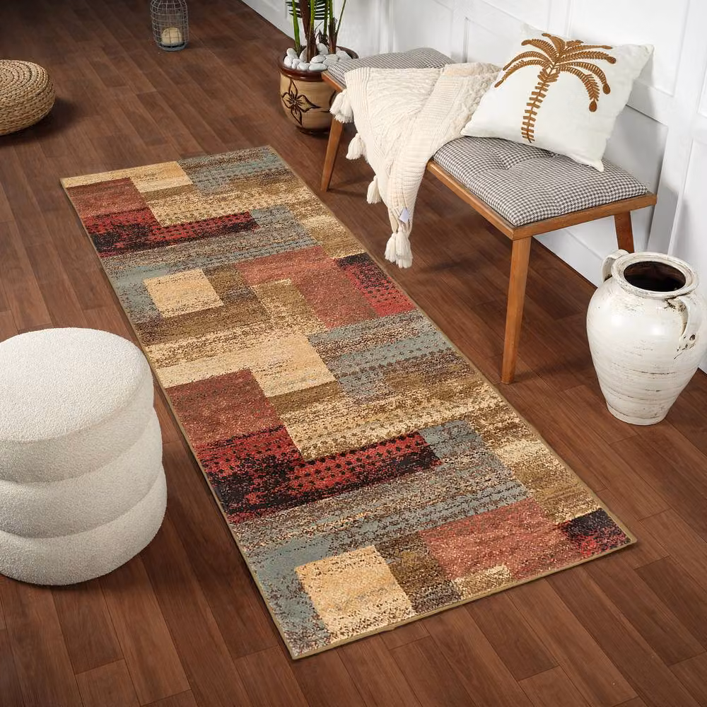 Livabliss Riley Geometric Machine Woven Wool Rug in Red, Brown and Grey, W: 160 cm, L: 230 cm – 6