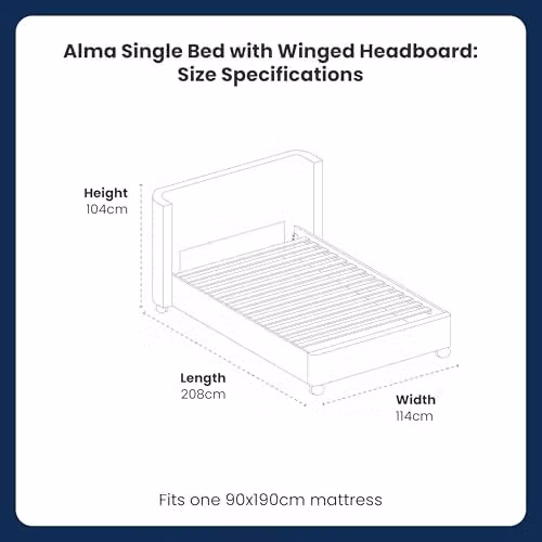 Flair Alma Single Winged Headboard Bed in Pink Velvet and Bouclé, W/D/H: 90 x 200 cm – 2