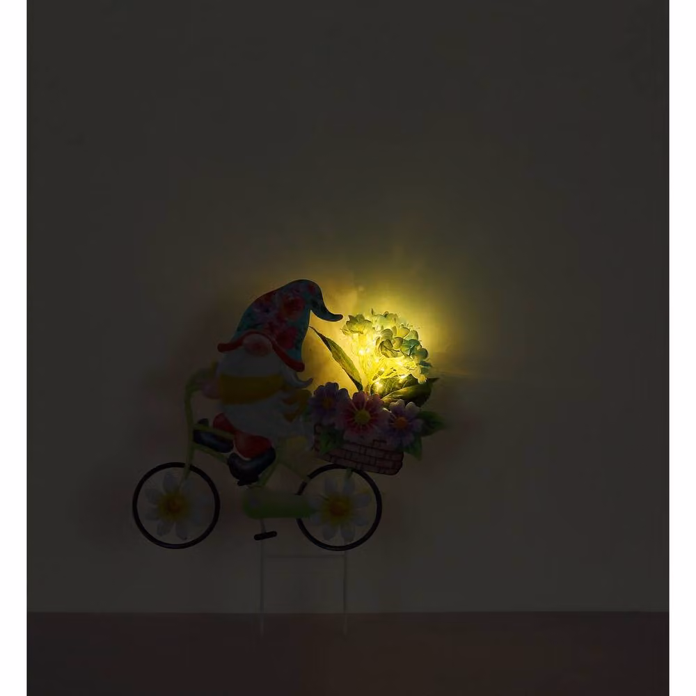 Globo Lighting Solar LED Garden Lamp Multicolour Gnome on Bicycle, Height: 52.5 cm – 7
