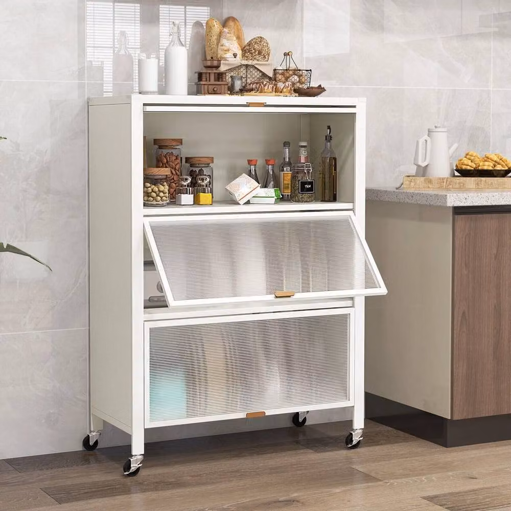 Kelvenix 4-Tier Metal Kitchen Bakers Rack and Microwave Stand in Matt White – 2