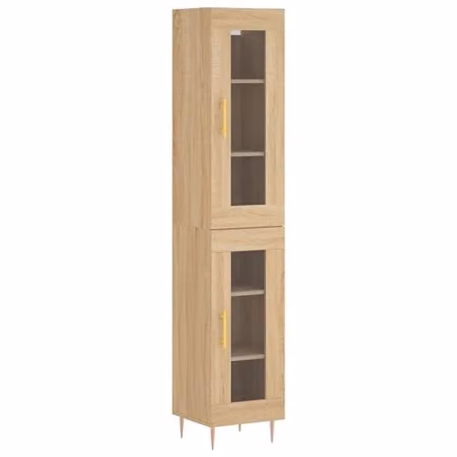 vidaXL Sonoma Oak Highboard Storage Cabinet with Doors and Shelves, Brown, W/D/H: 180 x 34.5 x 27.9 cm