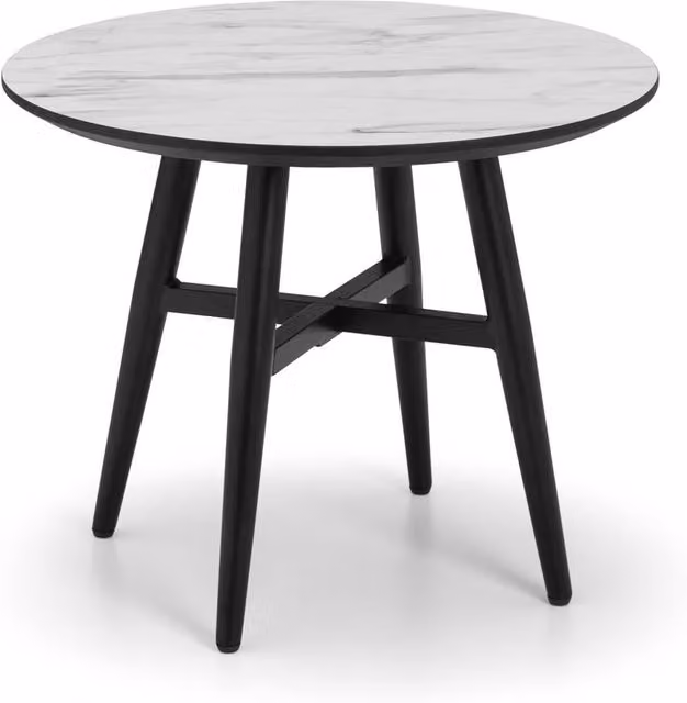 Cheshire Valdore Round Marble Effect Lamp Table in White and Black