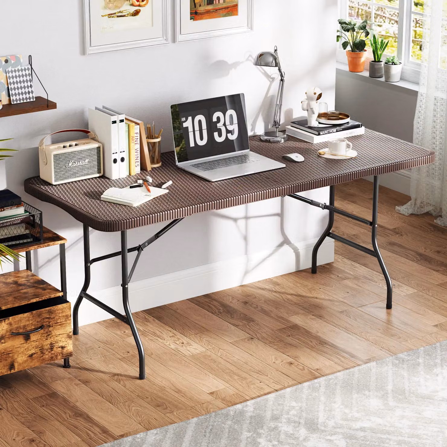Costway Brown Portable Folding Dining and Camping Table, W: 180 cm, D: 74 cm, H: 74 cm – 7