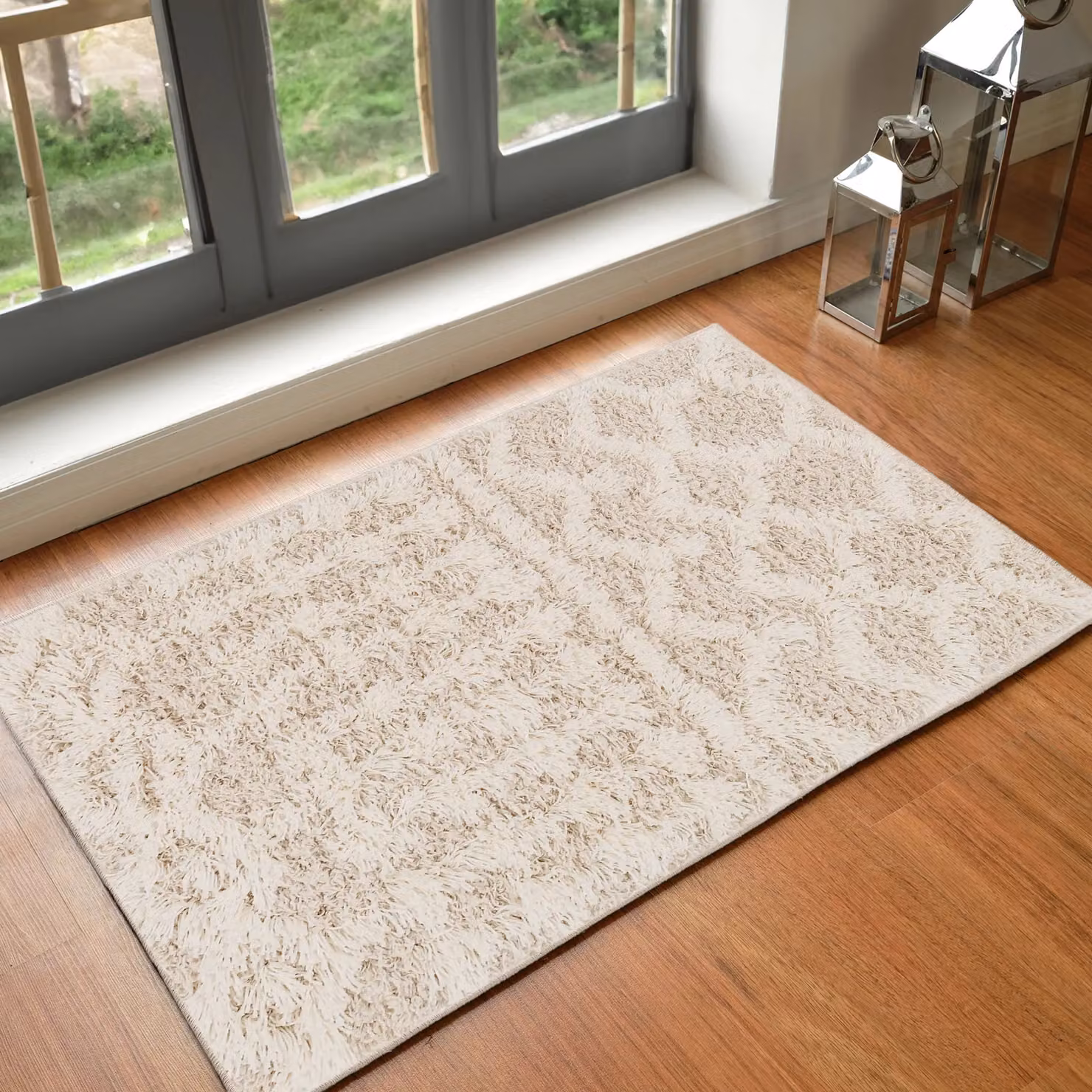 Livabliss Urban Geometric Shag Rug in Beige, Blue, Pink and Grey, W/D/H: 160 x 220 cm – 3
