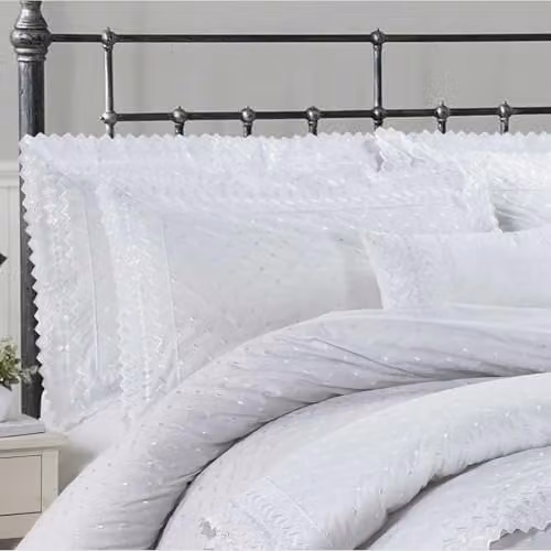 Rapport Home Richmond Luxury Embroidered Boudoir Cushion in White, W: 50 cm, H: 30 cm