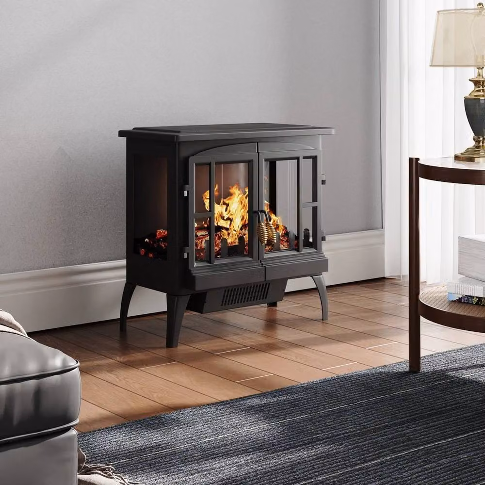 FORGEVIO Freestanding Electric Fireplace with LED Flame Effect in Black, W: 1000 cm, H: 52 cm, D: 52 cm – 5