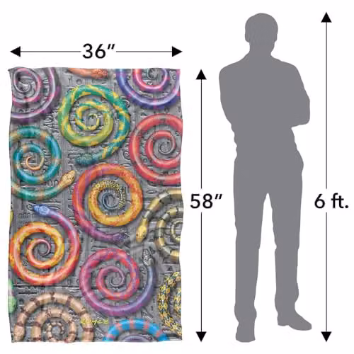 JQ Licensing Royce Mcclure Hisstory Snake Pattern Super Soft Silky Touch Fleece Throw Blanket, Multicolour, W: 91 cm, D: 147 cm – 2