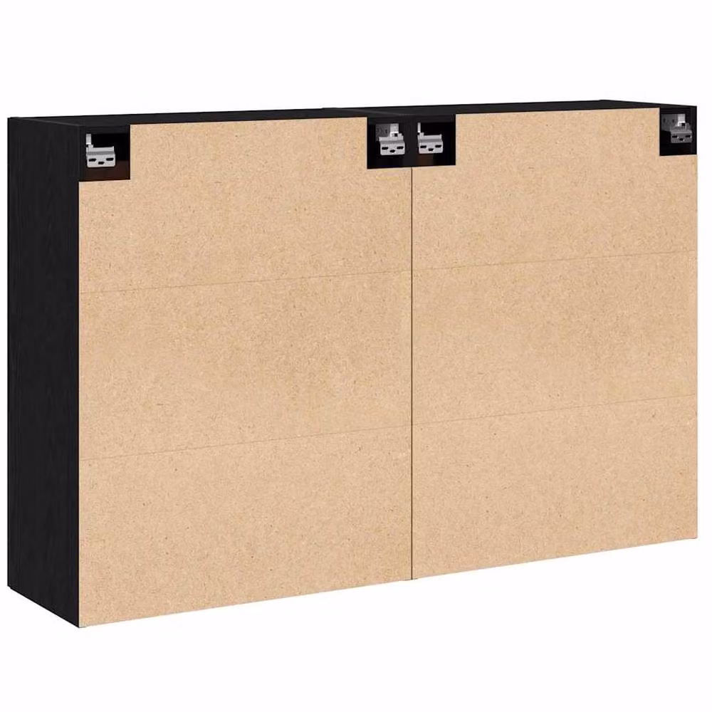 Berkfield Home Set of 2 Wall Mounted Minimalist Cabinets in Black Oak Matt Engineered Wood – 3