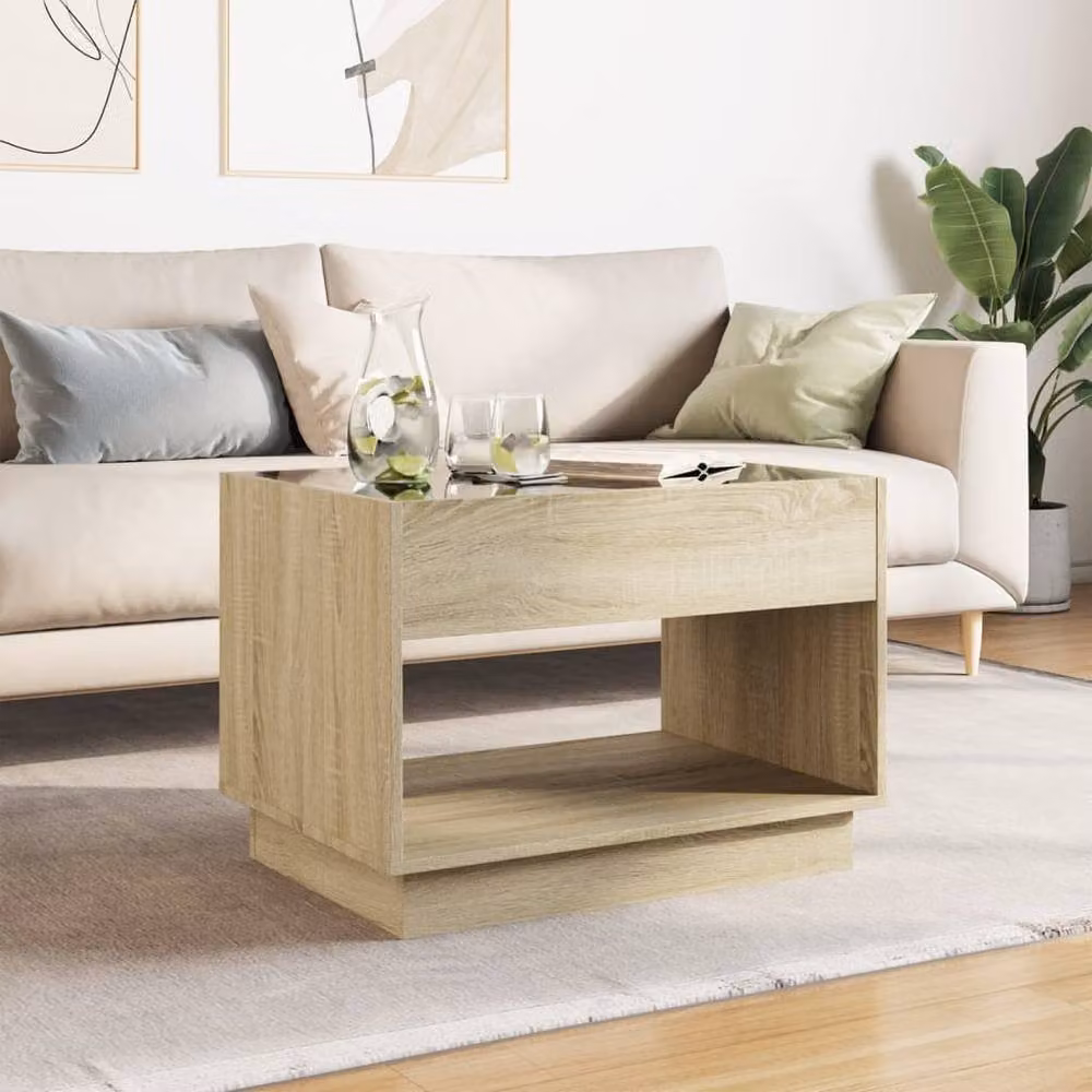Berkfield Home Infinity LED Coffee Table in Sonoma Oak Brown, W/D/H: 70 x 50 x 50 cm – 2