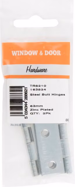 Hiatt Silver Zinc Plated Steel Butt Hinge, 6 cm