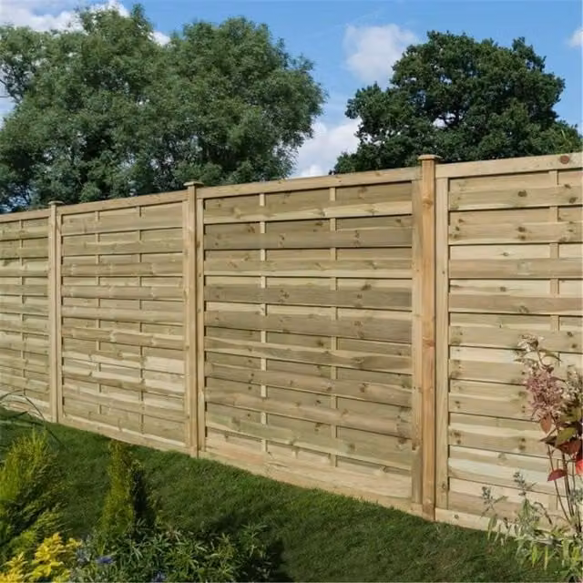 Cheshire Pack of 3 Pressure Treated Solid Slat Screen Gates in Natural Brown and Beige Wood