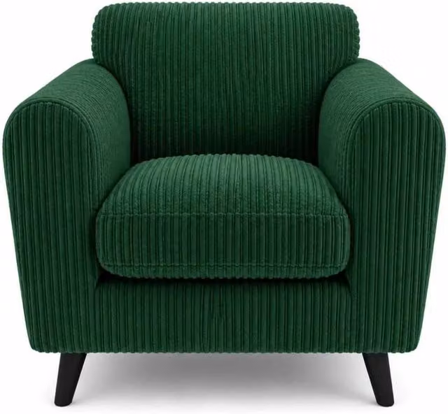 SOFASELECTION UK Harlow Modern Jumbo Cord Cuddle Chair in Green