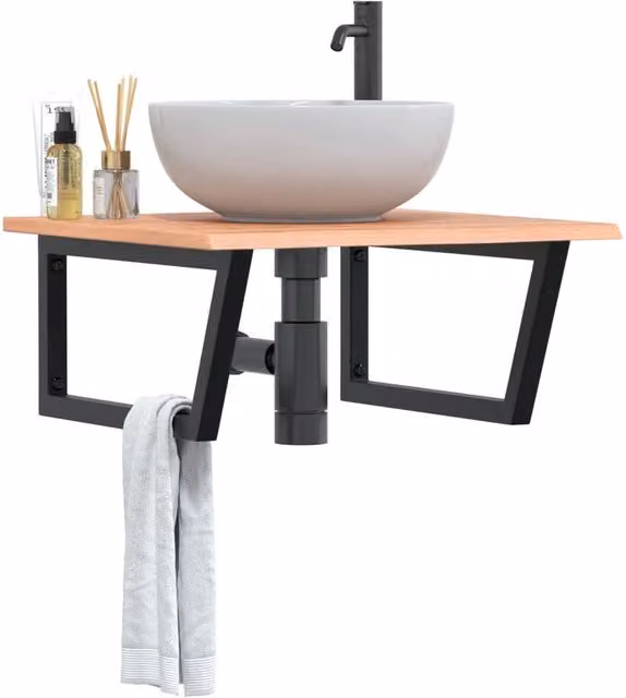 Berkfield Home Wall Mounted Basin Shelf in Brown Oak and Steel