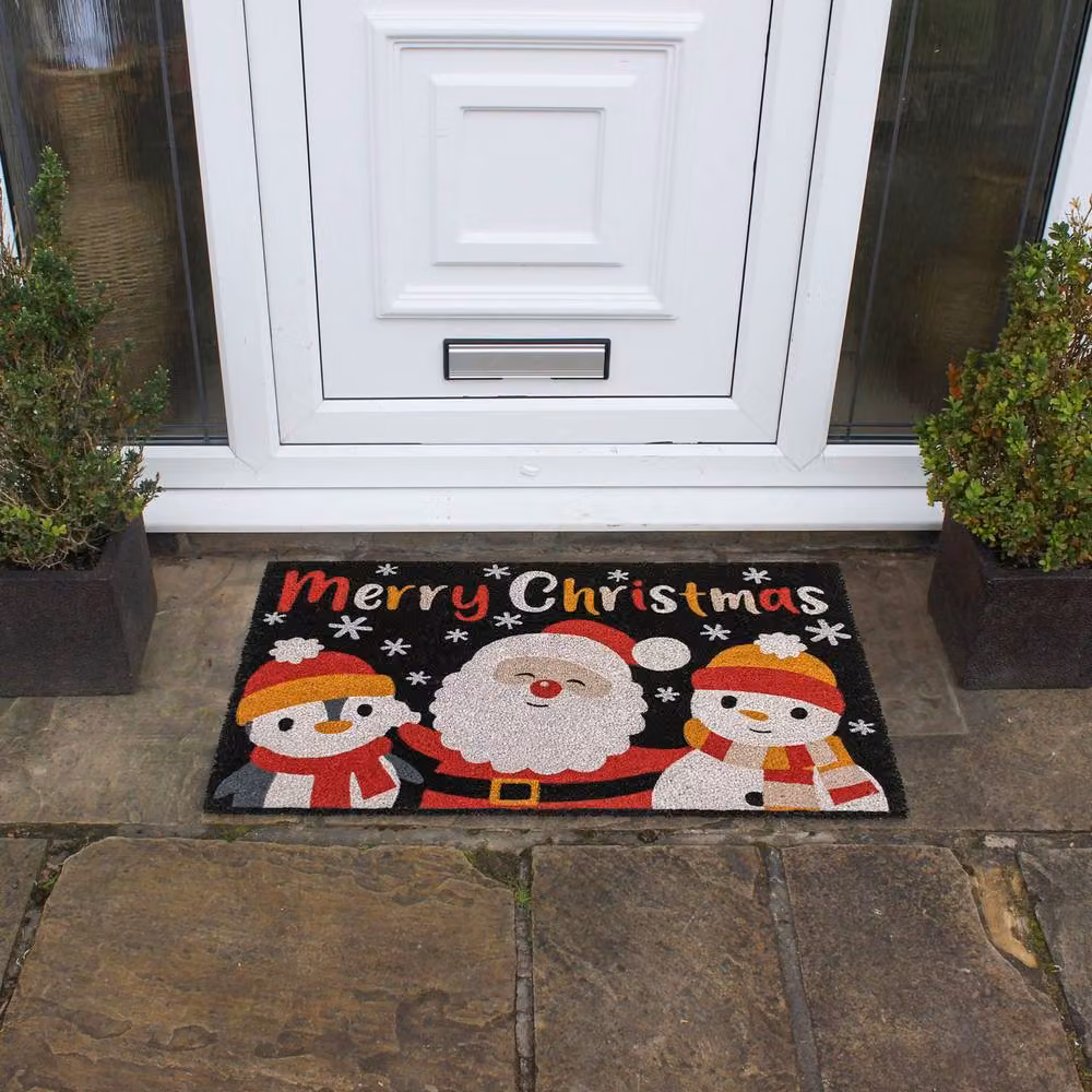 JVL Christmas Coir Doormat, Black and Brown, W/D/H: 90 x 60 x 1.5 cm – 3