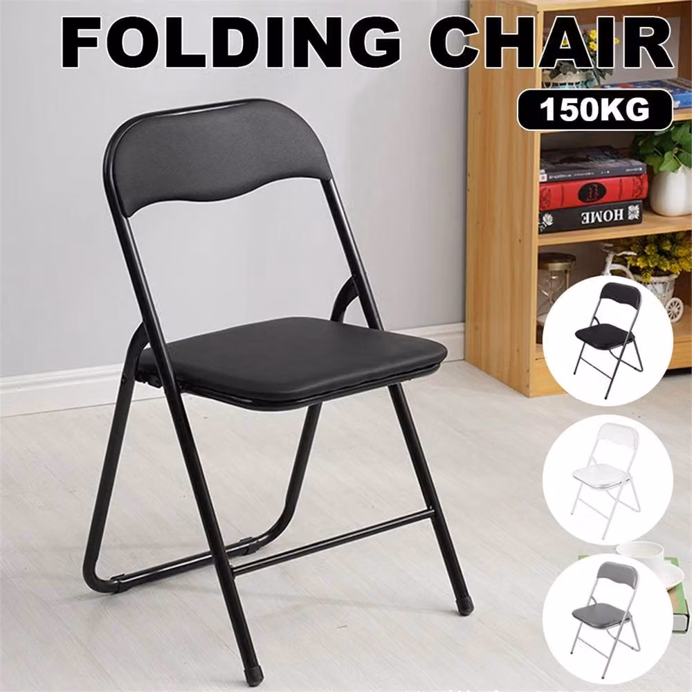Nordara Black Lightweight Folding Chair with Matt Synthetic Leather Seat – 4