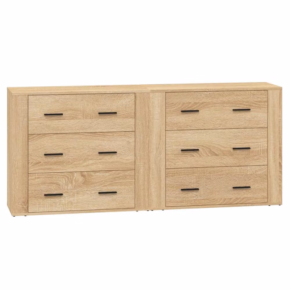 Berkfield Home Set of 2 Sonoma Oak Sideboards in Light Tan Beige – 2