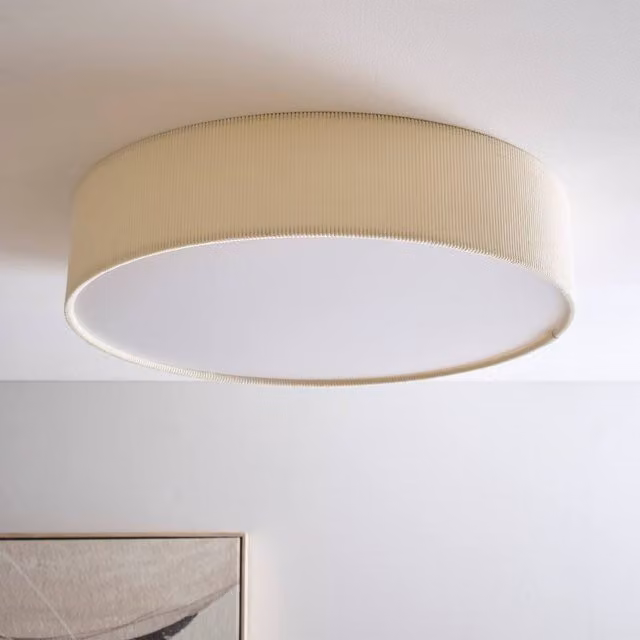 K LIVING Crete 3 Light Beige Velvet Drum Shade, Diameter: 45 cm – 1