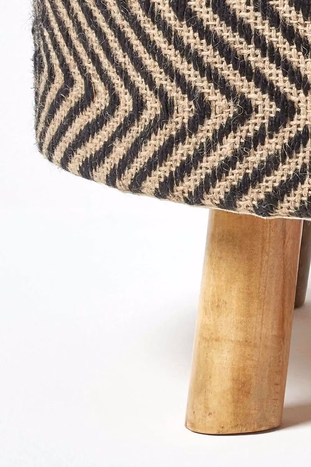 Homescapes Circular Cylindrical Footstool with Black and White Geometric Diamond Pattern – 2