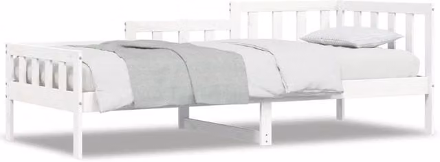 Berkfield Home White Lacquered Solid Pine Day Bed, W: 90 cm, L: 200 cm