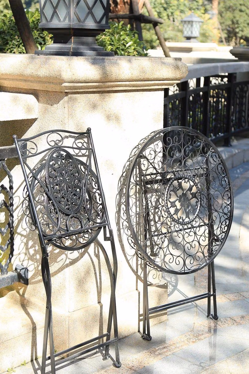 Glamhaus Metal Bistro 3 Piece Set Garden Patio Furniture in Matt Black – 3