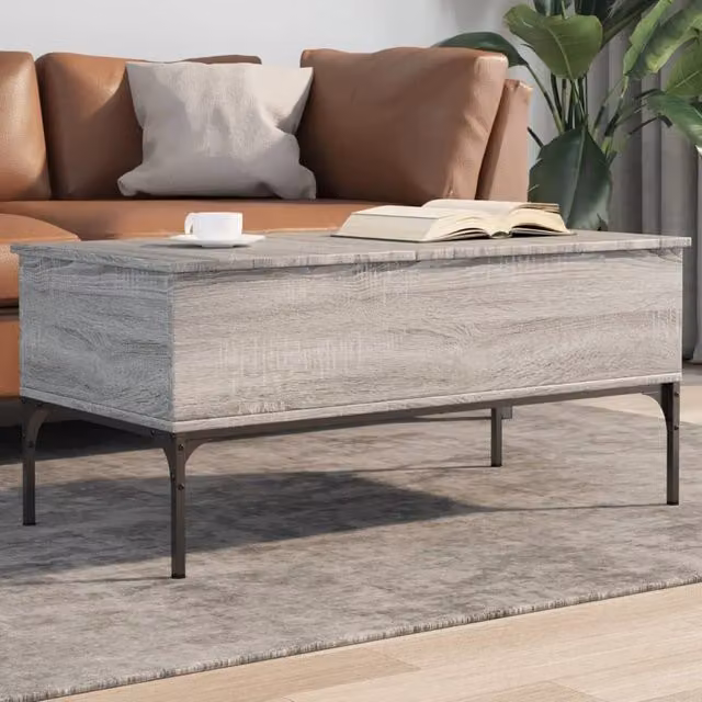 Berkfield Home Grey Industrial Coffee Table with Lift Mechanism, W/D/H: 100 x 50 x 45 cm