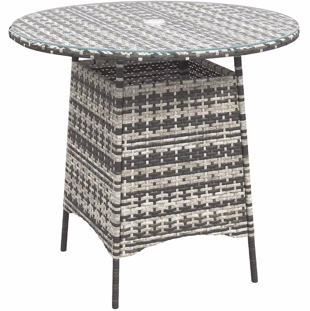 STILVORA Grey Modern Bistro Table with Glass and Metal Design – 5