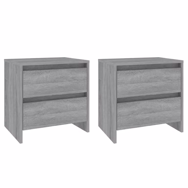 Berkfield Home Set of 2 Grey Sonoma Bedside Cabinets, W/D/H: 45 x 34.5 x 44.5 cm