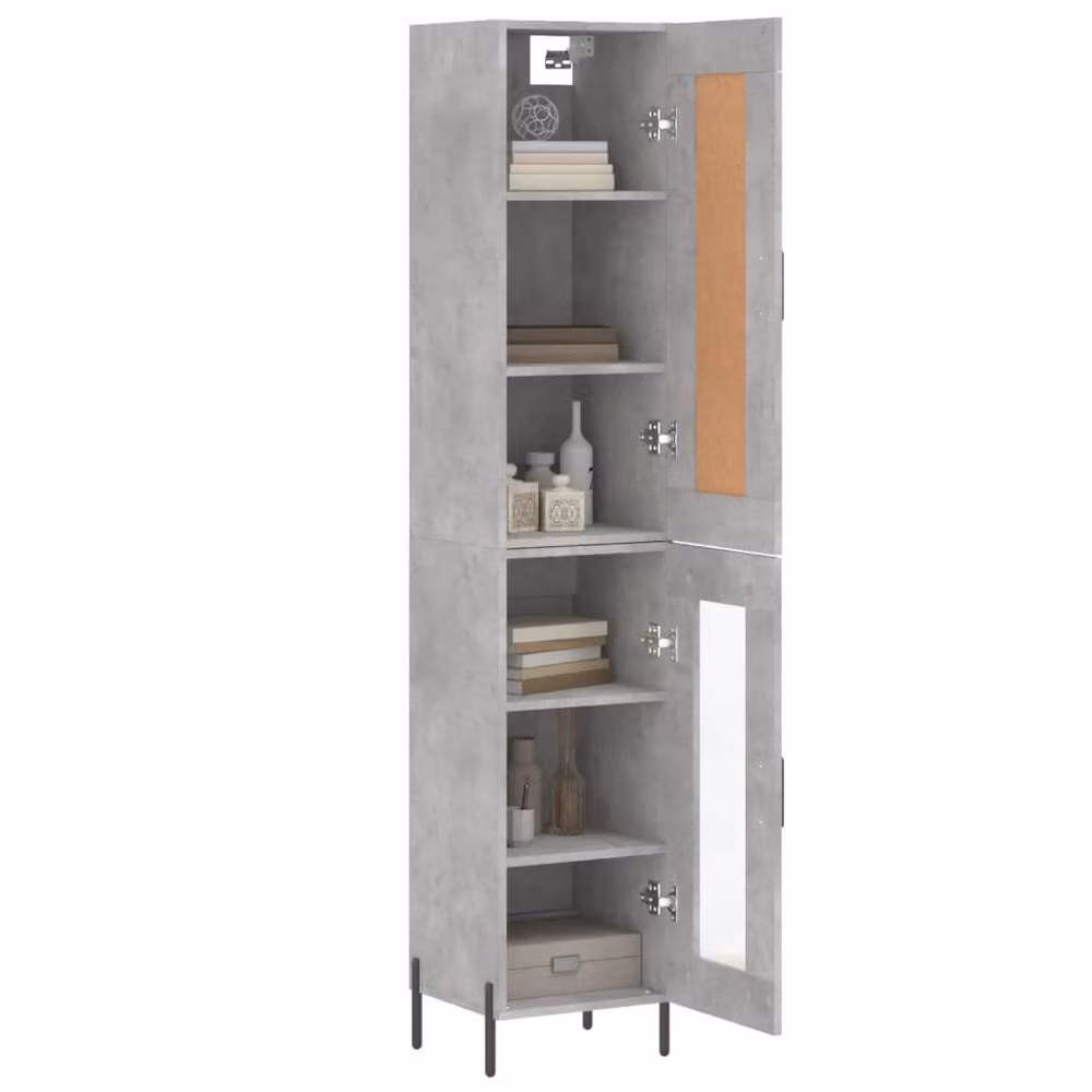 Berkfield Home Highboard in Concrete Grey, W/D/H: 34.0 x 34.5 x 180 cm – 2