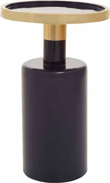 Interiors by Premier Orsina Art Deco Round Side Table in Black, Blue and Gold