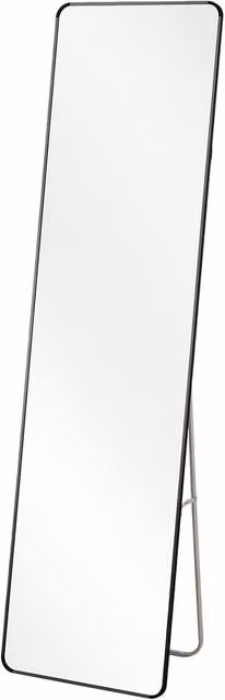 Living and Home Modern Rectangular Metal Frame Full Length Freestanding Mirror in Black