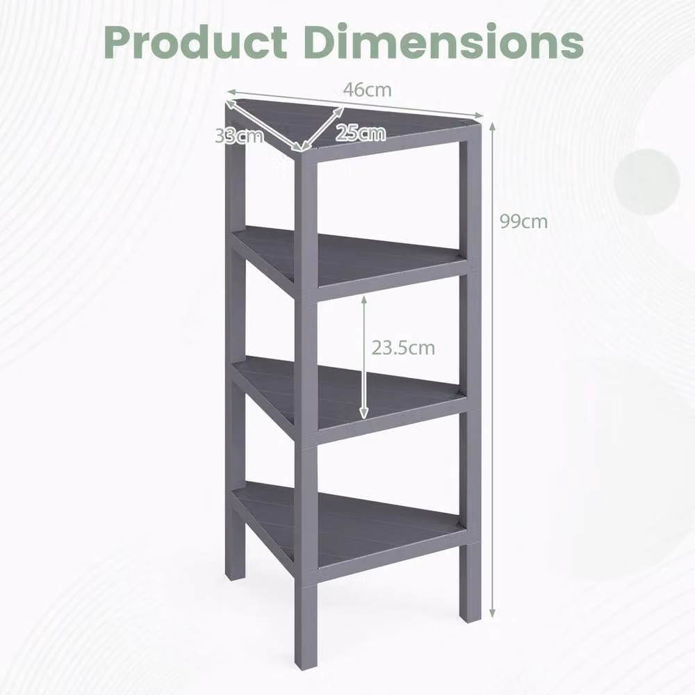 KORVIXA Modern 4-Tier Corner Display Shelf Storage Organizer in Grey – 2