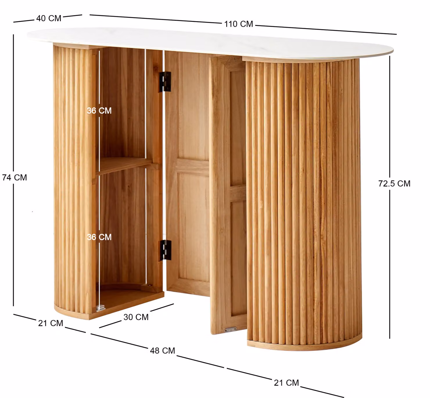 Nordlys Scandinavian White Beech Wood Console Table with Storage – 4