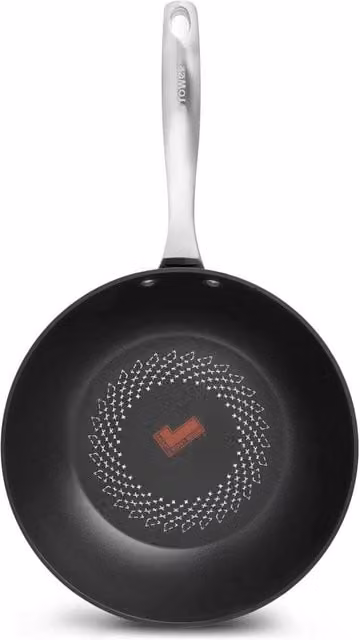Tower Smart Start Non-Stick Aluminium and Steel Wok, Black, 28 cm