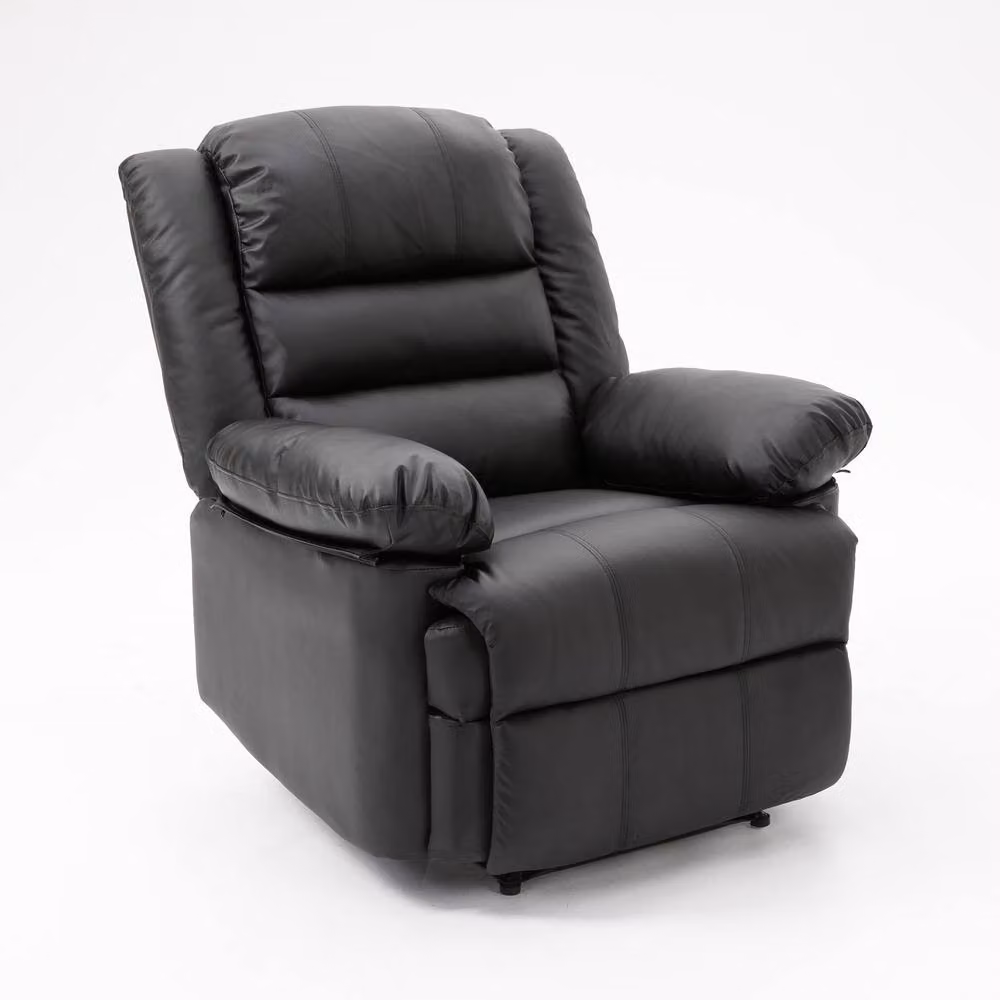 SquareBoxx Hawthorne Recliner Armchair in Black Synthetic Leather – 3