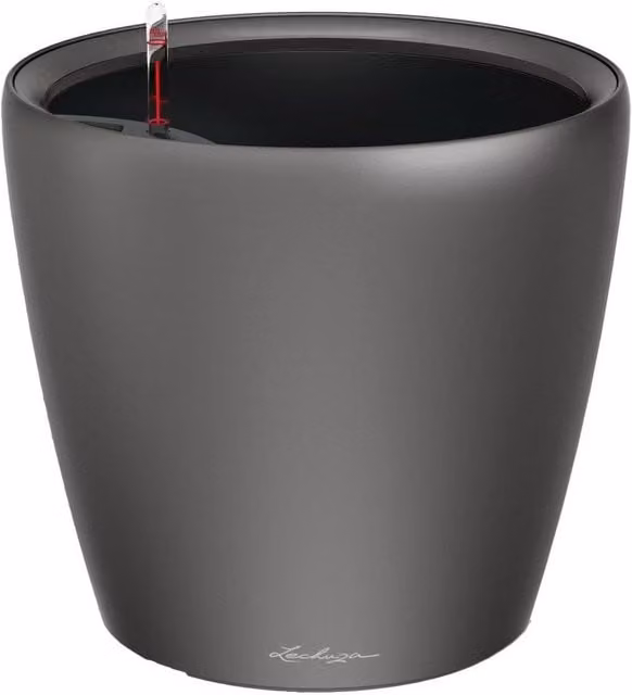 LECHUZA Classico Ls Round Self-Watering Planter in Anthracite Grey