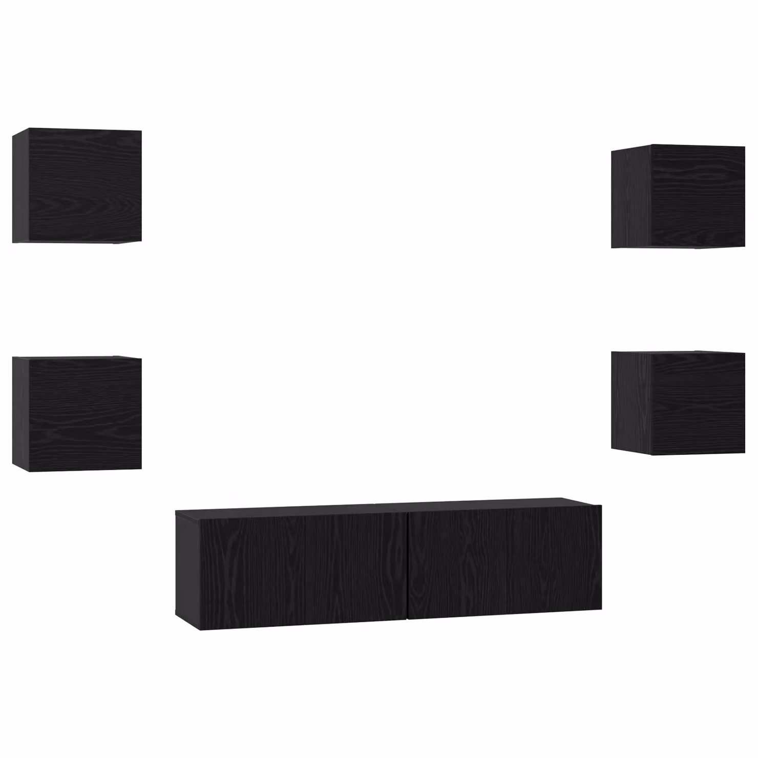 Berkfield Home Wall-Mounted Black Oak TV Cabinet with Hinged Doors and Internal Shelves – 2