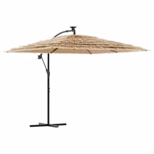 vidaXL Garden Parasol with Steel Pole and Polyester Canopy, Brown, W/D/H: 290 x 290 x 238 cm