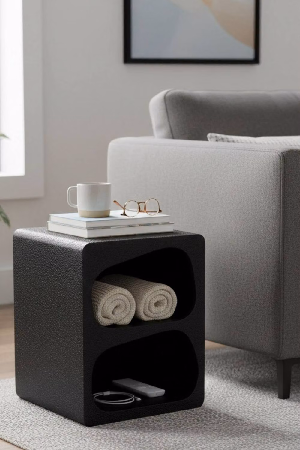 IH Design Otis Block Side End Table in Black, W/D/H: 35 x 35 x 46 cm – 7