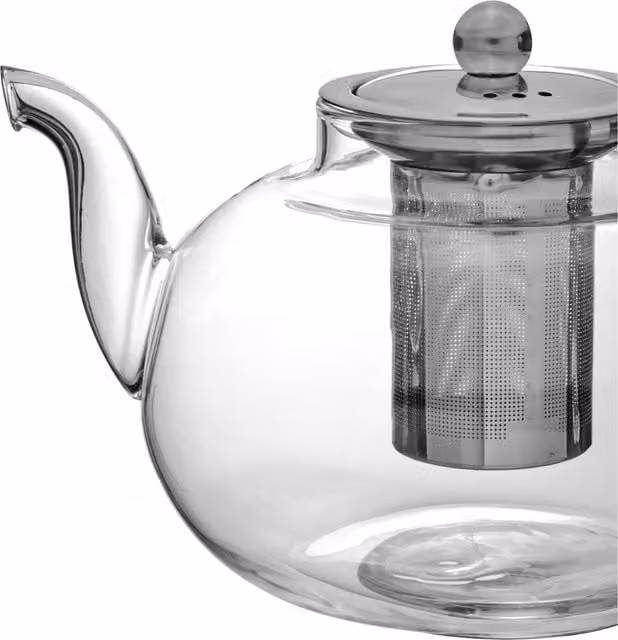 Orsina High Borosilicate Glass Teapot with Infuser, 1.2 l, Transparent and Silver