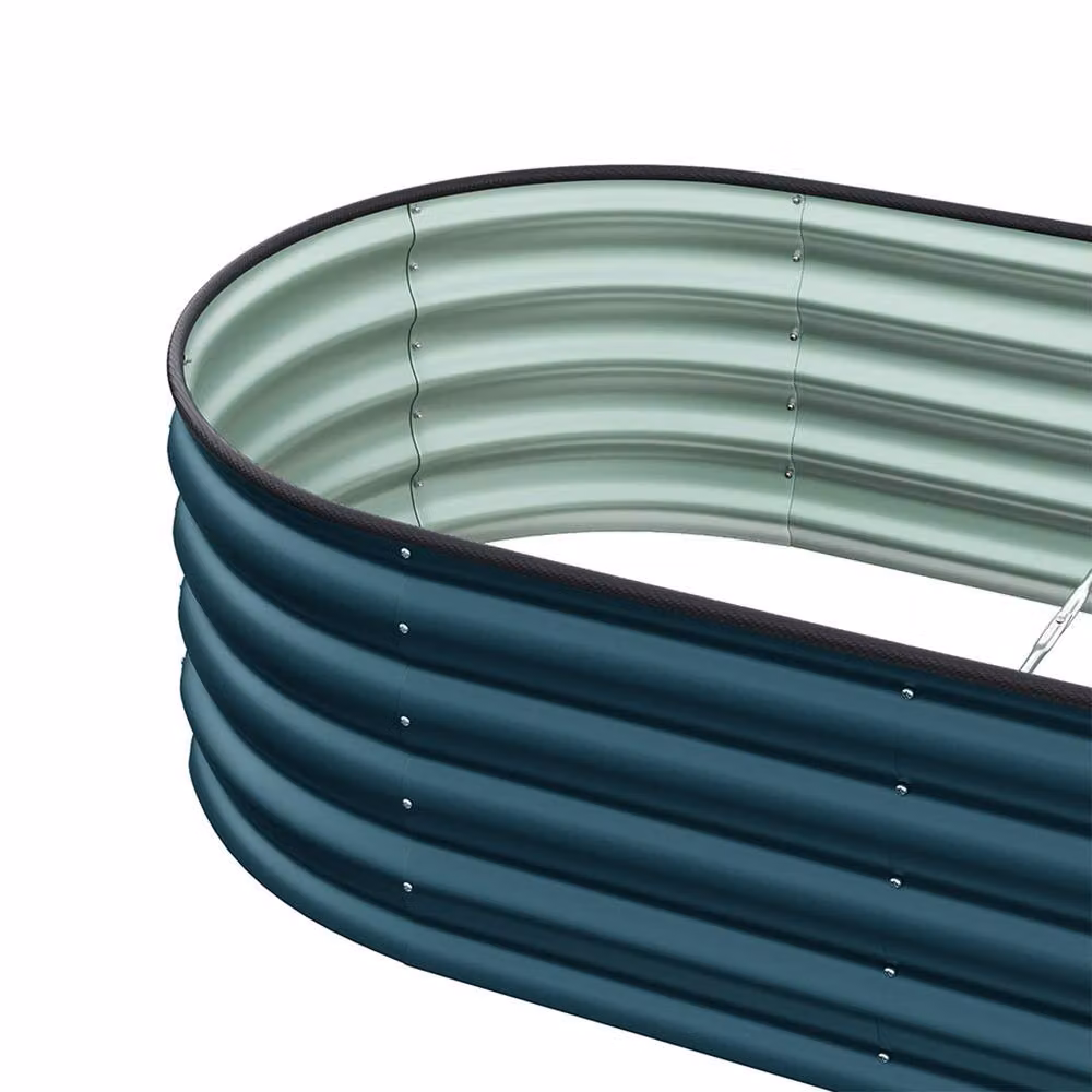 Living and Home Oval-Shaped Galvanised Steel Raised Garden Bed in Green, W/D/H: 80 x 42 x 80 cm – 3