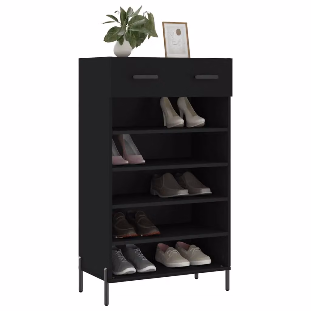 Berkfield Home Black Industrial Shoe Cabinet with Drawers and Open Shelf, W/D/H: 60 x 35 x 105 cm – 3