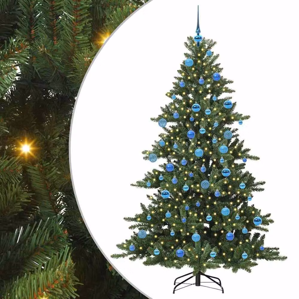 Berkfield Home Elegant Green PVC Artificial Hinged Christmas Tree with 300 Warm White LEDs, Height: 180 cm – 3
