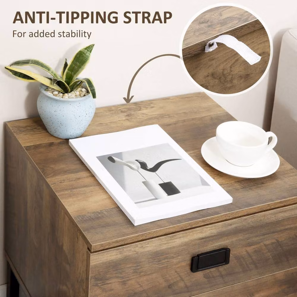 Wyld Haus Virado Bedside Table with 2 Drawers in Coffee Brown and Black – 5