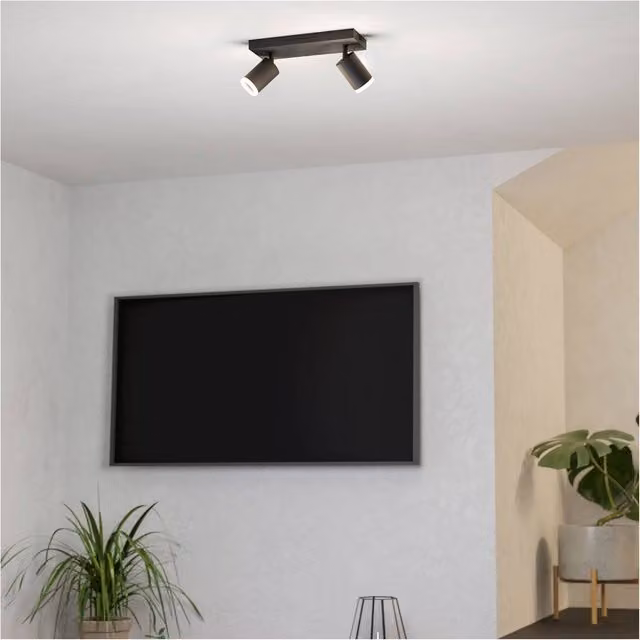 Loops Modern Black Bar Ceiling Spotlight with LED Bulb – 1