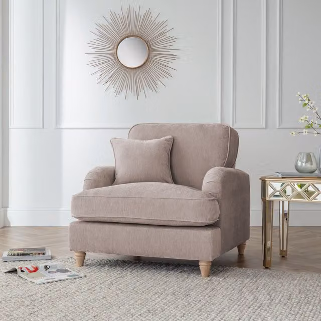 The Great Sofa Company Orla Armchair in Manhattan Apricot Taupe Fabric – 1